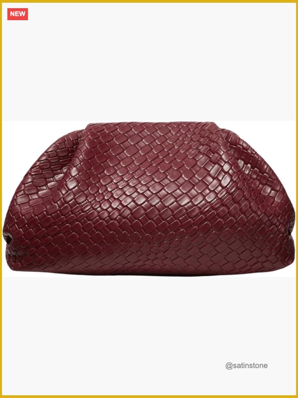 Faux PU Leather Woven Evening Clutch Purse No Strap